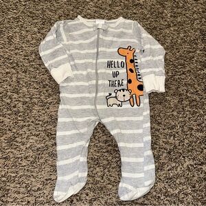 Gerber Gray and Orange Striped Footie with Giraffe